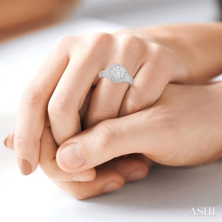1 Ctw Diamond Lovebright Engagement Ring in 14K White Gold
