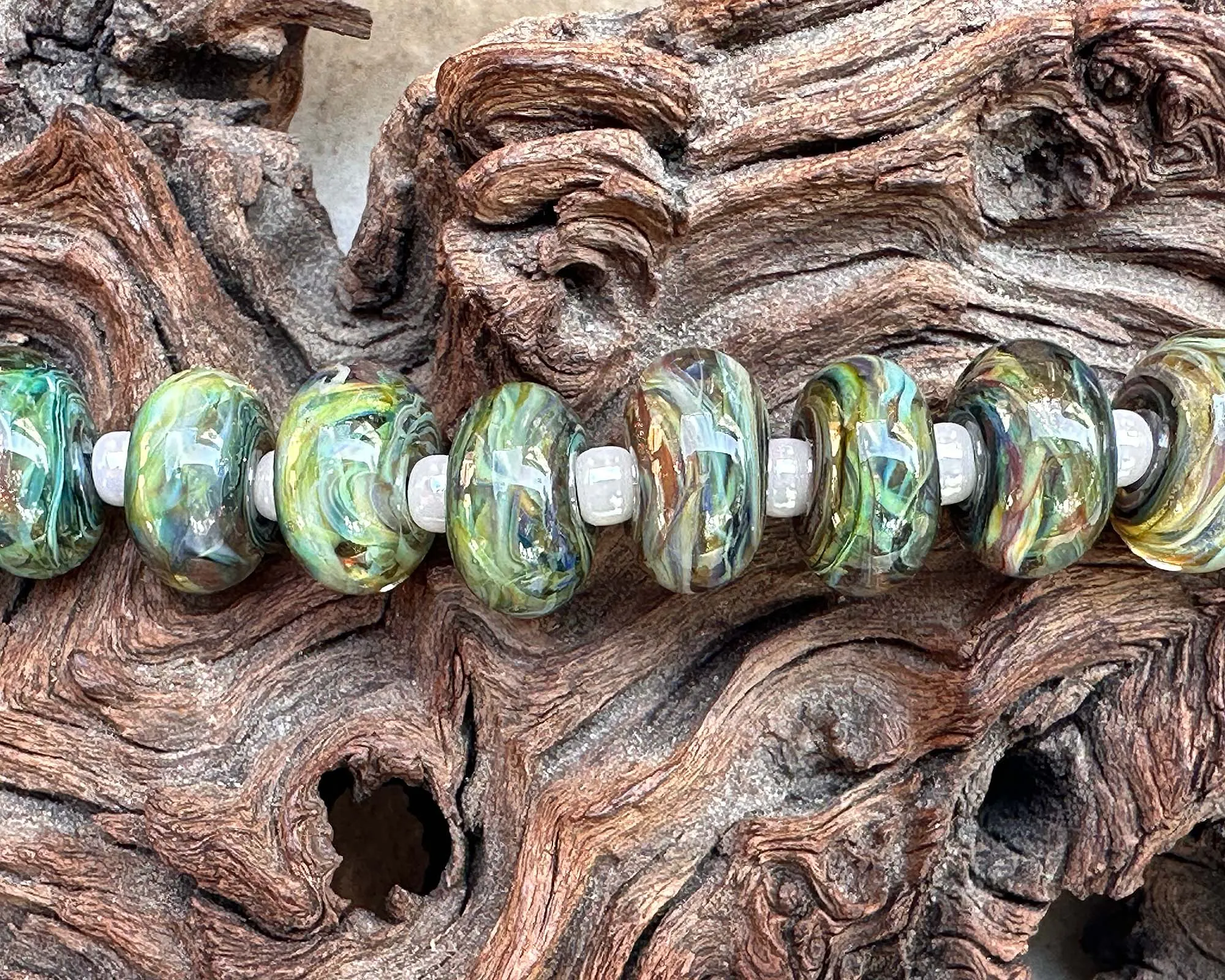 11 Ocean Mist Gold Lampwork Beads Set SRA