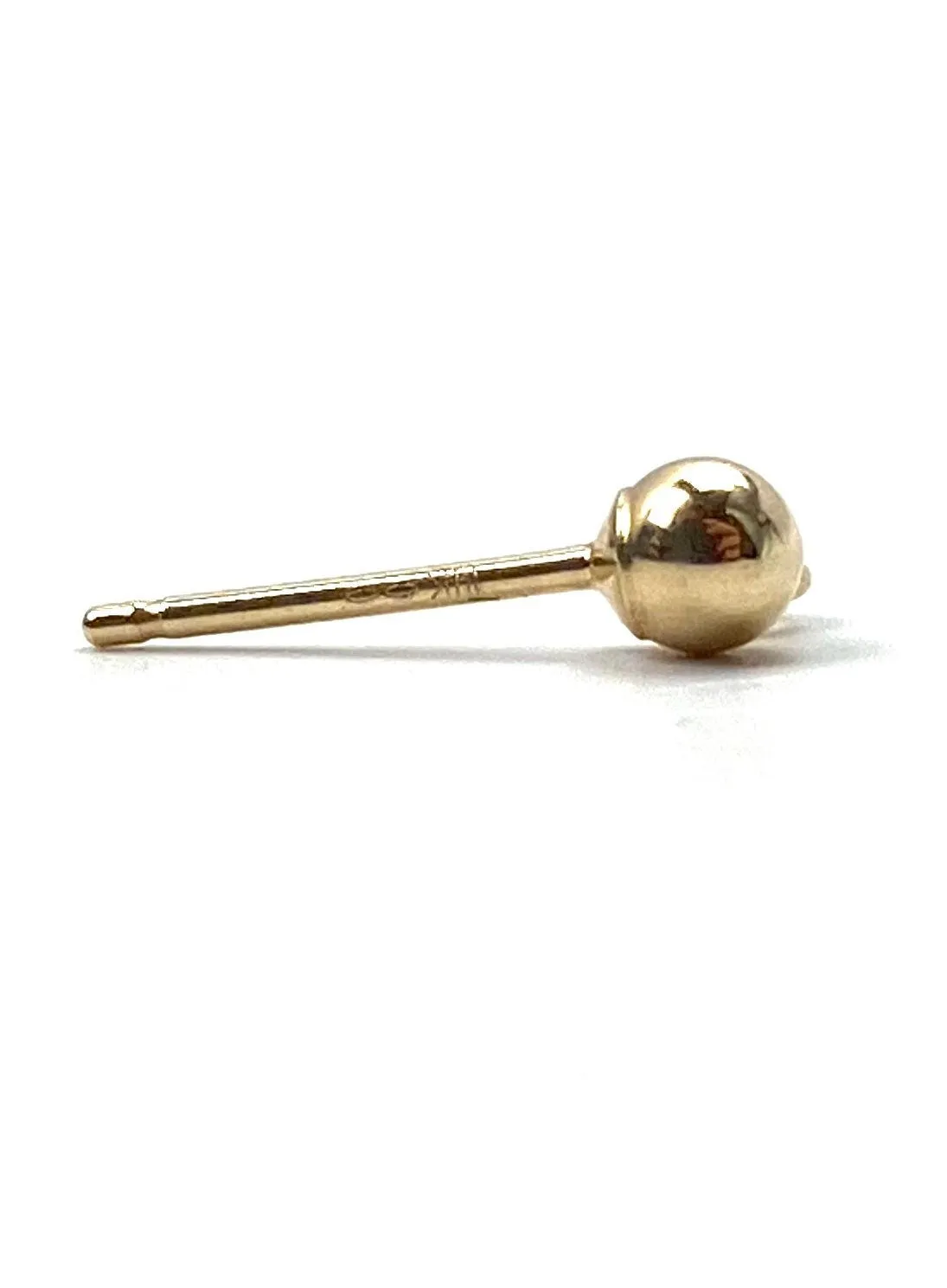 14K 4mm solid yellow gold ball earring w/ open ring, SKU# 064BER93400075