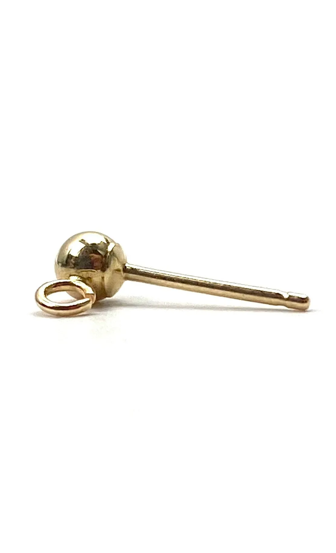 14K 4mm solid yellow gold ball earring w/ open ring, SKU# 064BER93400075