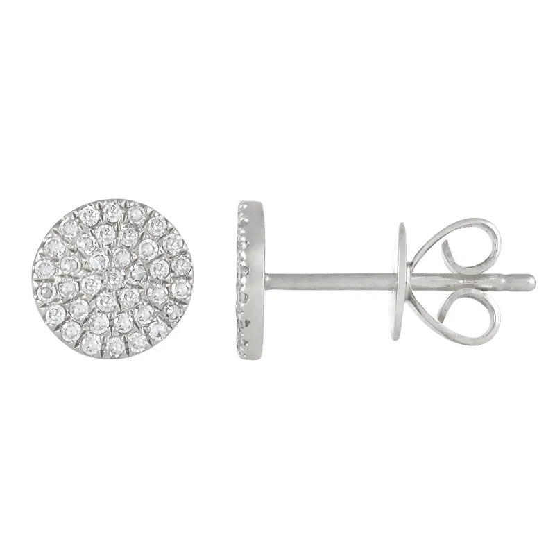 14k Gold 0.20 Carat Pave Diamond cluster stud earring, Available in White, Rose and Yellow Gold