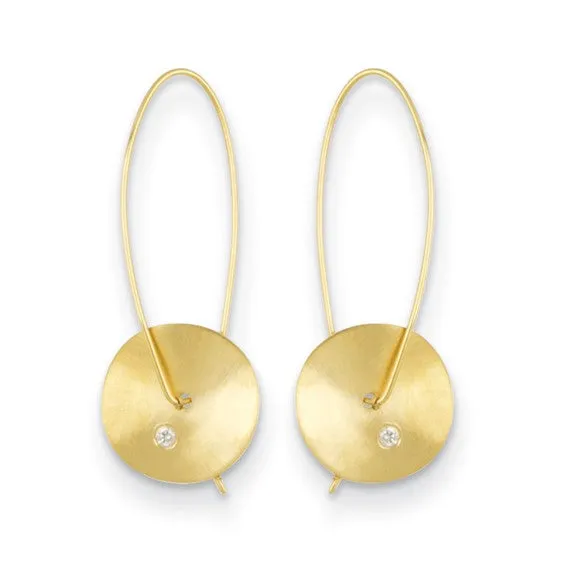 14K Satin Diamond Disc Necklace