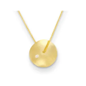 14K Satin Diamond Disc Necklace