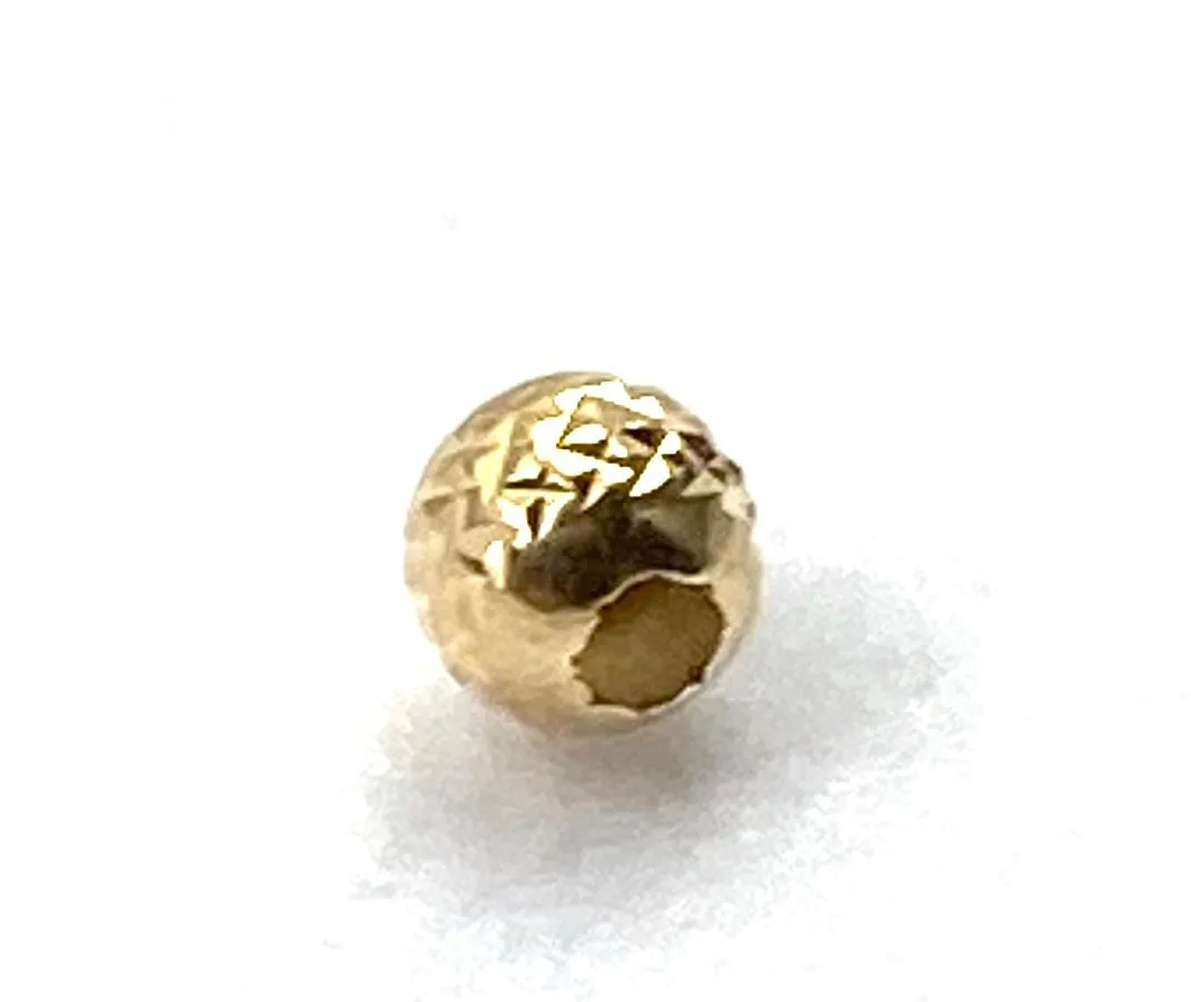 14K solid yellow gold texture bead, SKU# 1004940SMP