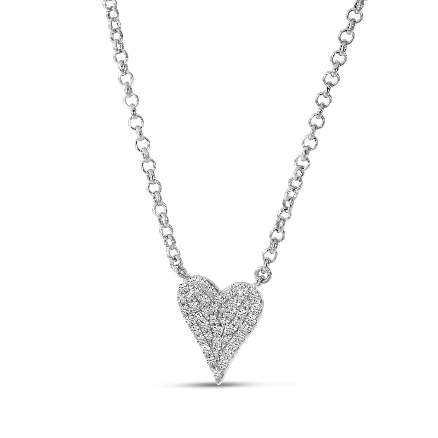 14K White Gold 0.14ct. Diamond Small Heart Necklace