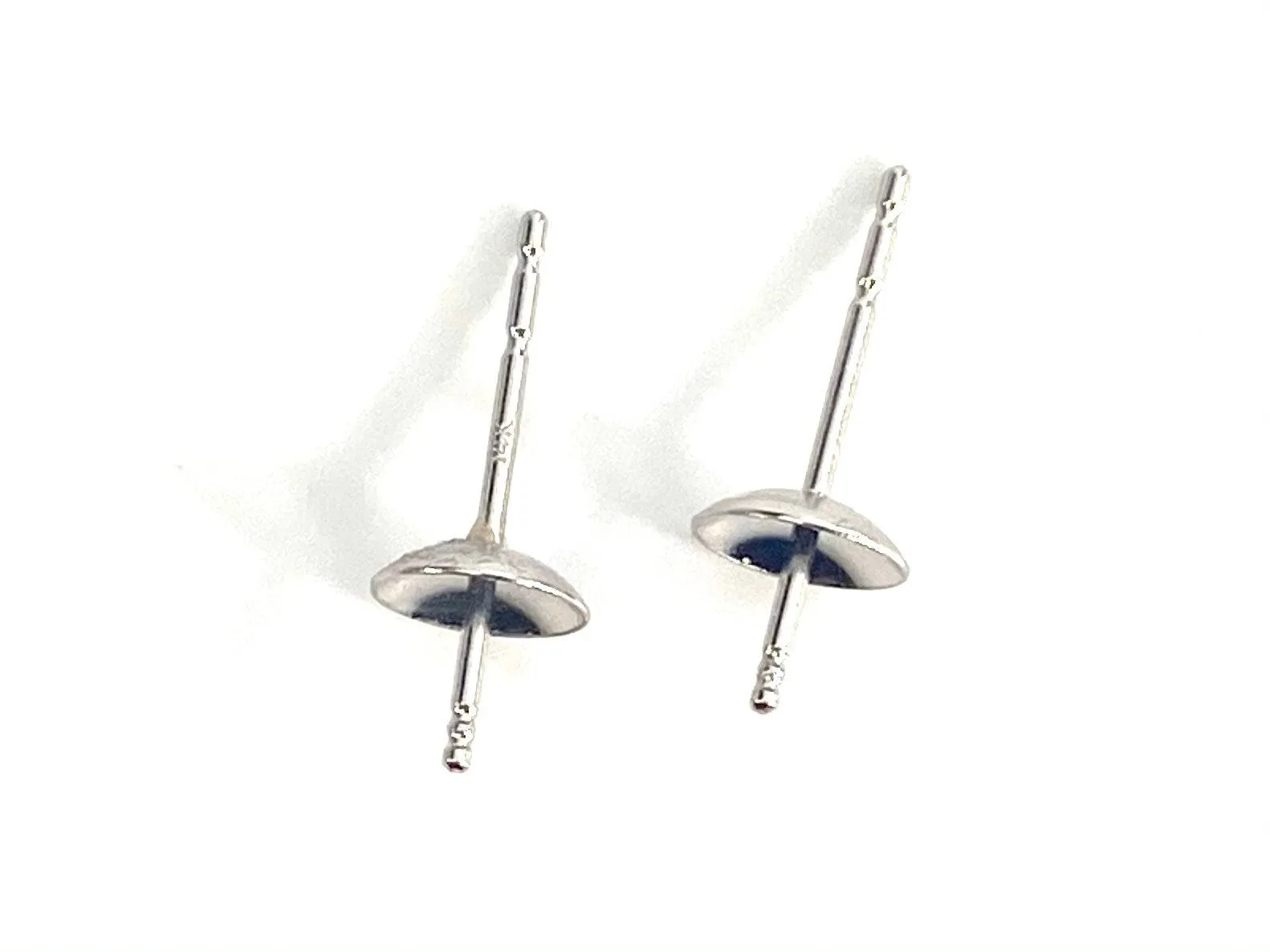14K White Gold Ear Post With 5mm Cup, Sku#12-28-3016