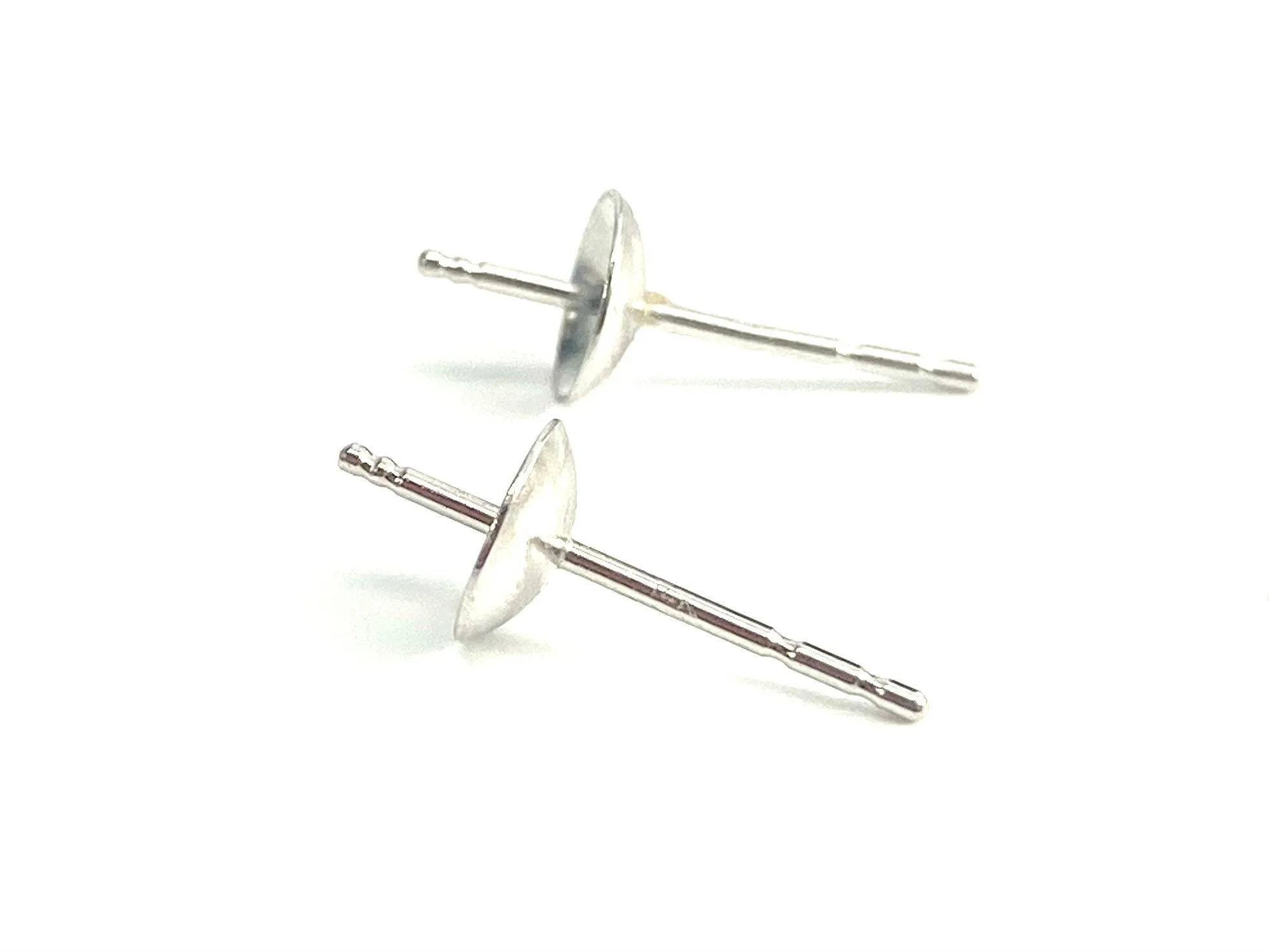 14K White Gold Ear Post With 5mm Cup, Sku#12-28-3016
