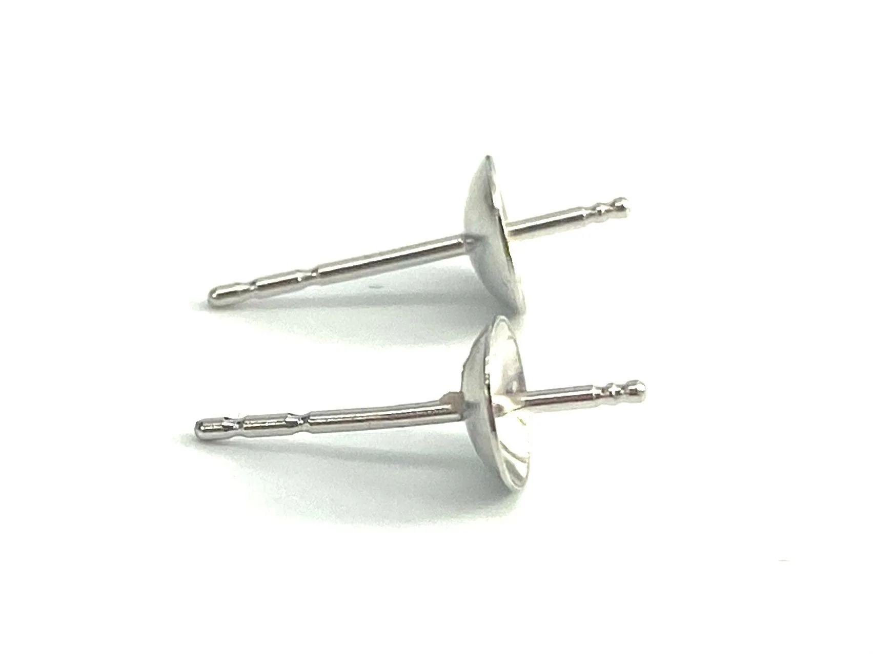 14K White Gold Ear Post With 5mm Cup, Sku#12-28-3016
