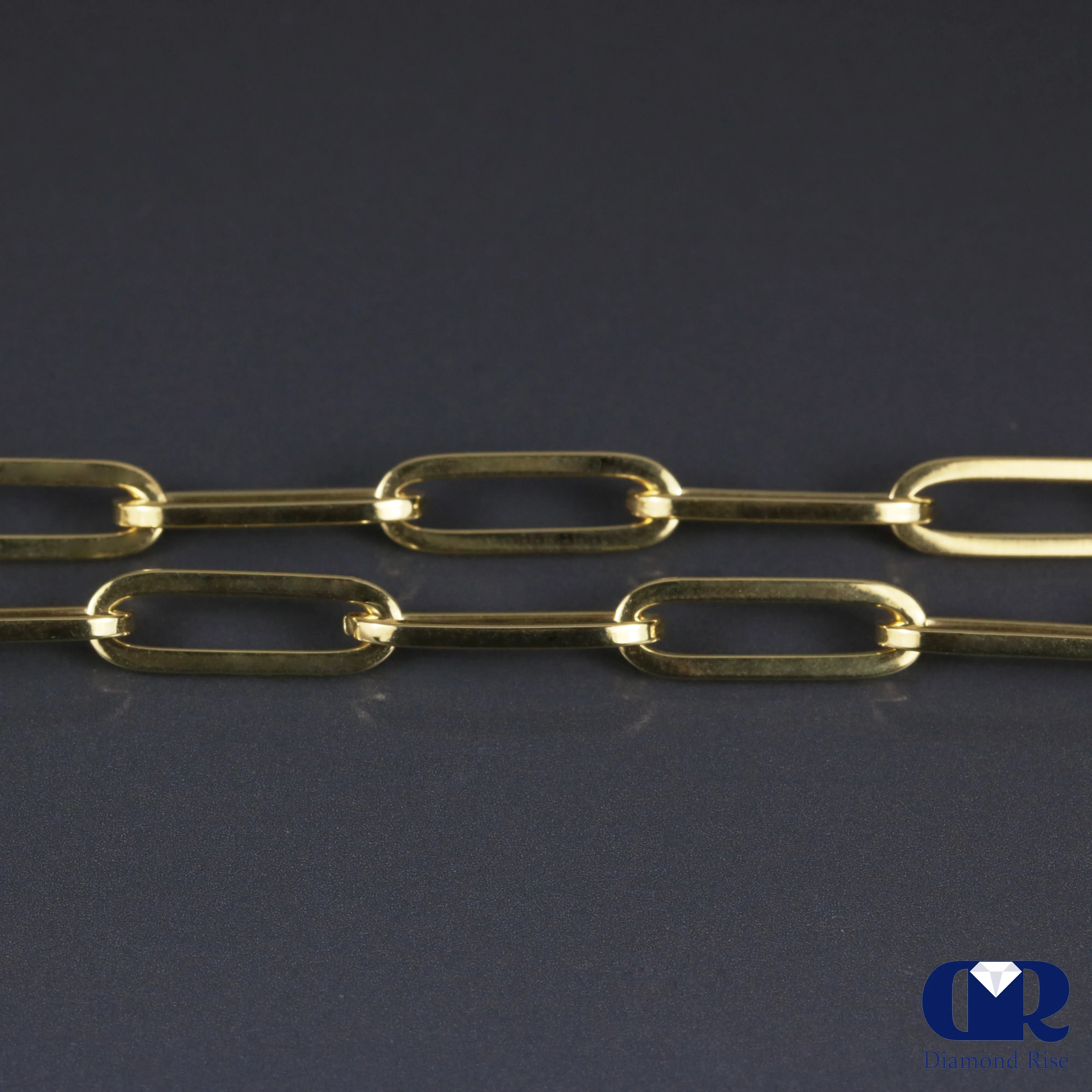 14K Yellow Gold Paper Clip Link Chain Necklace 24"
