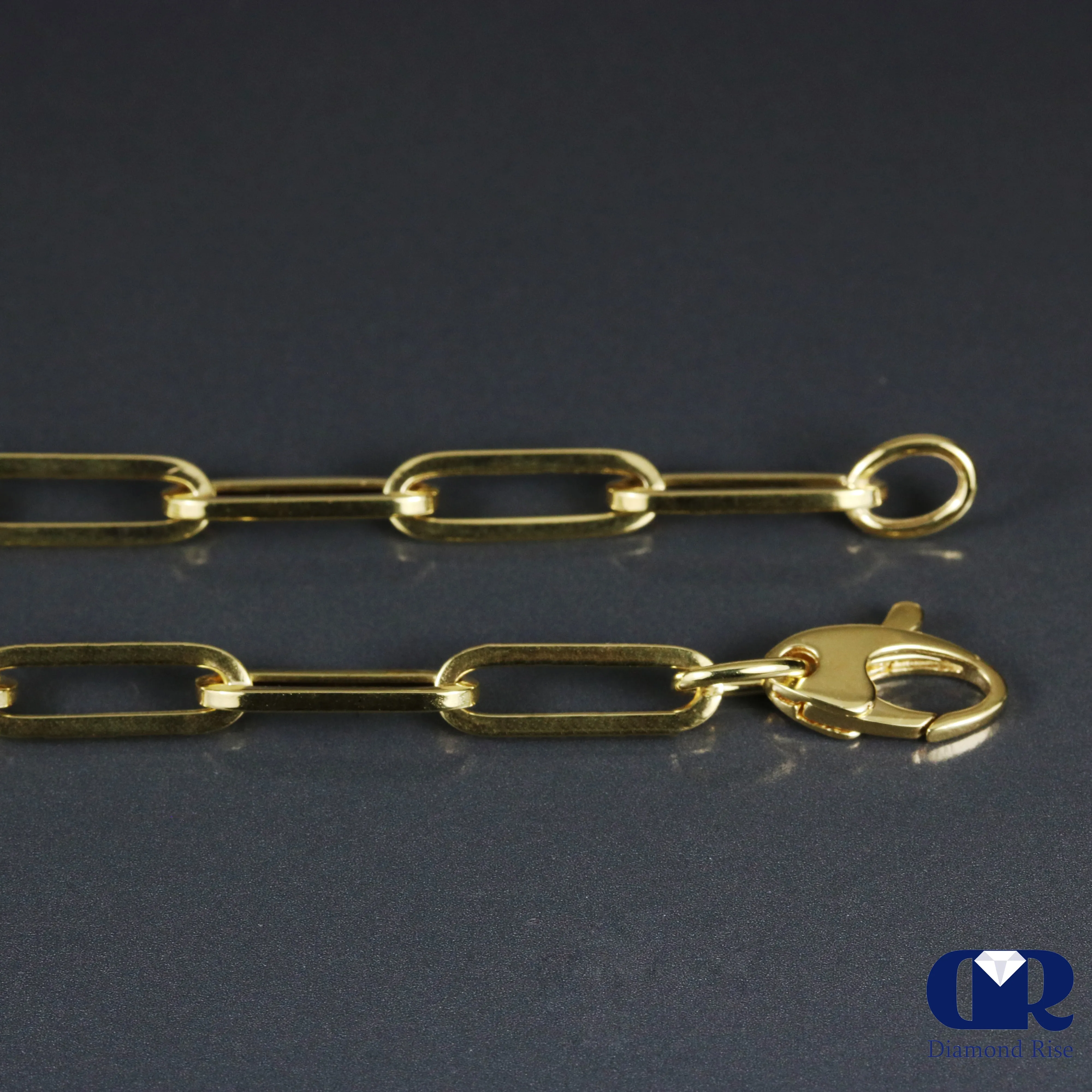 14K Yellow Gold Paper Clip Link Chain Necklace 24"