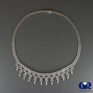 3.85 Ct Round Cut Diamond Necklace In 14K White 17"