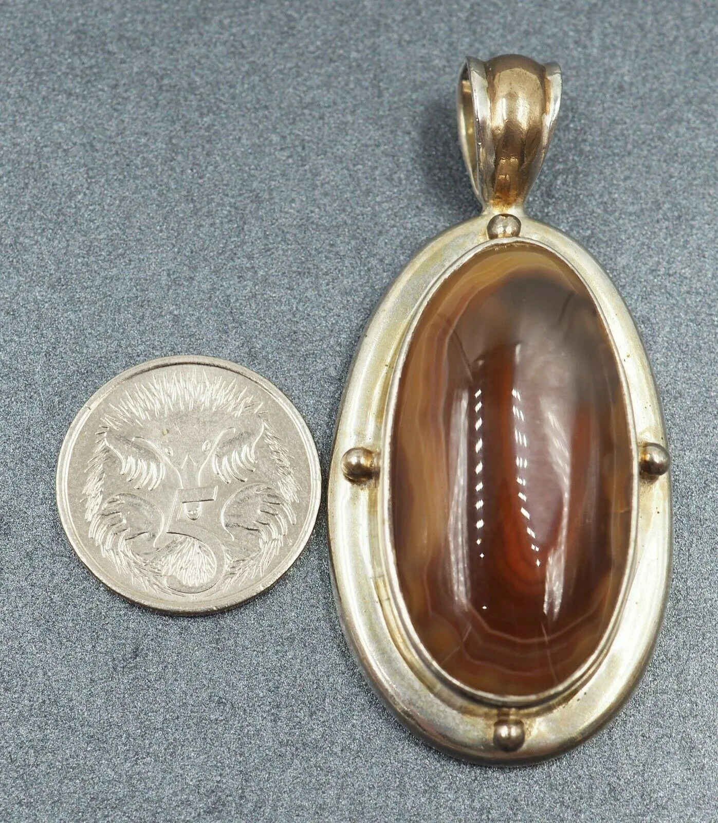 925 Sterling Silver Banded Agate Pendant