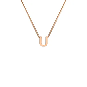 9K Rose Gold 'U' Initial Adjustable Letter Necklace 38/43cm