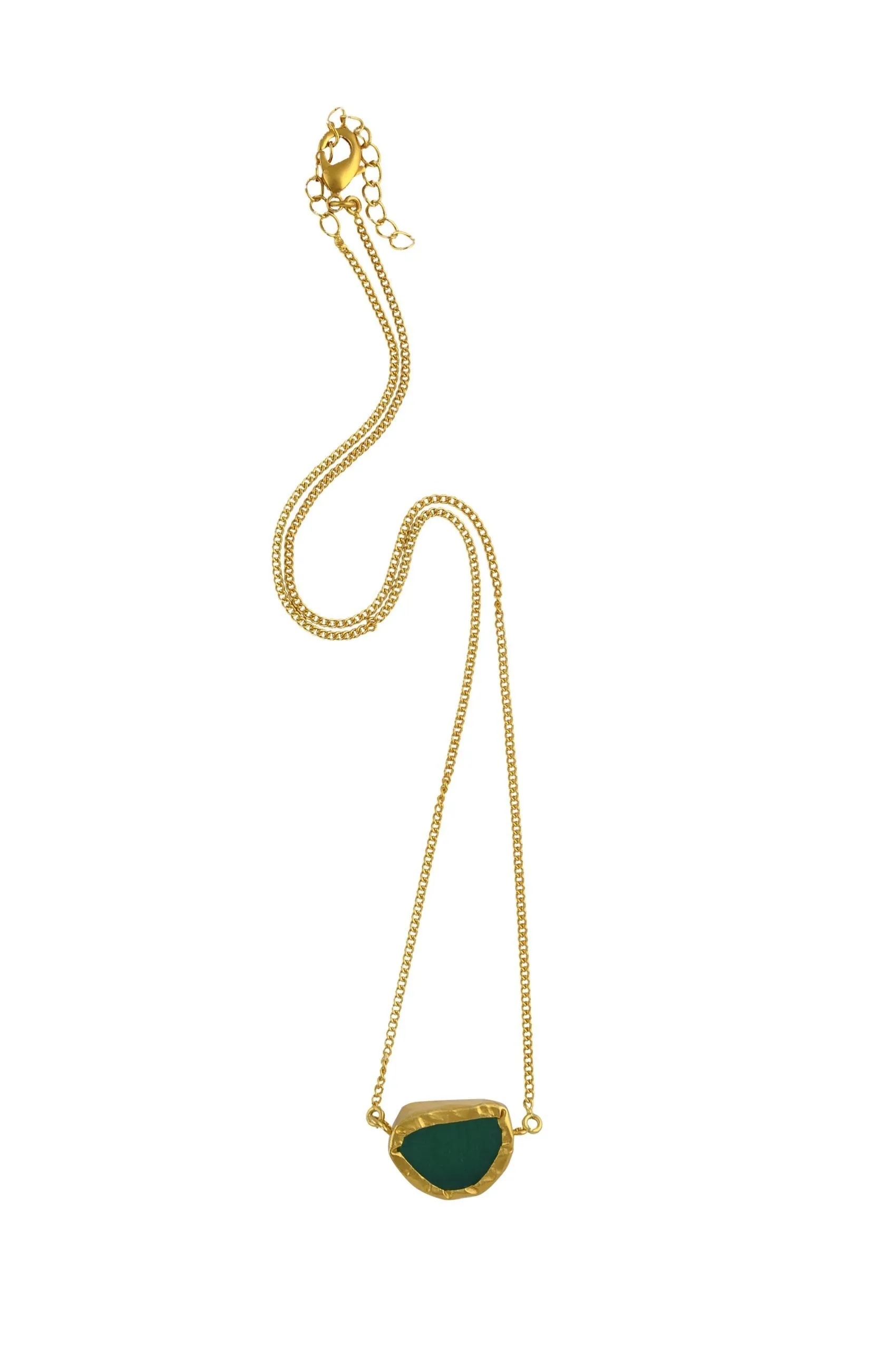 A Touch of Green Chalcedony Stone Gold Necklace