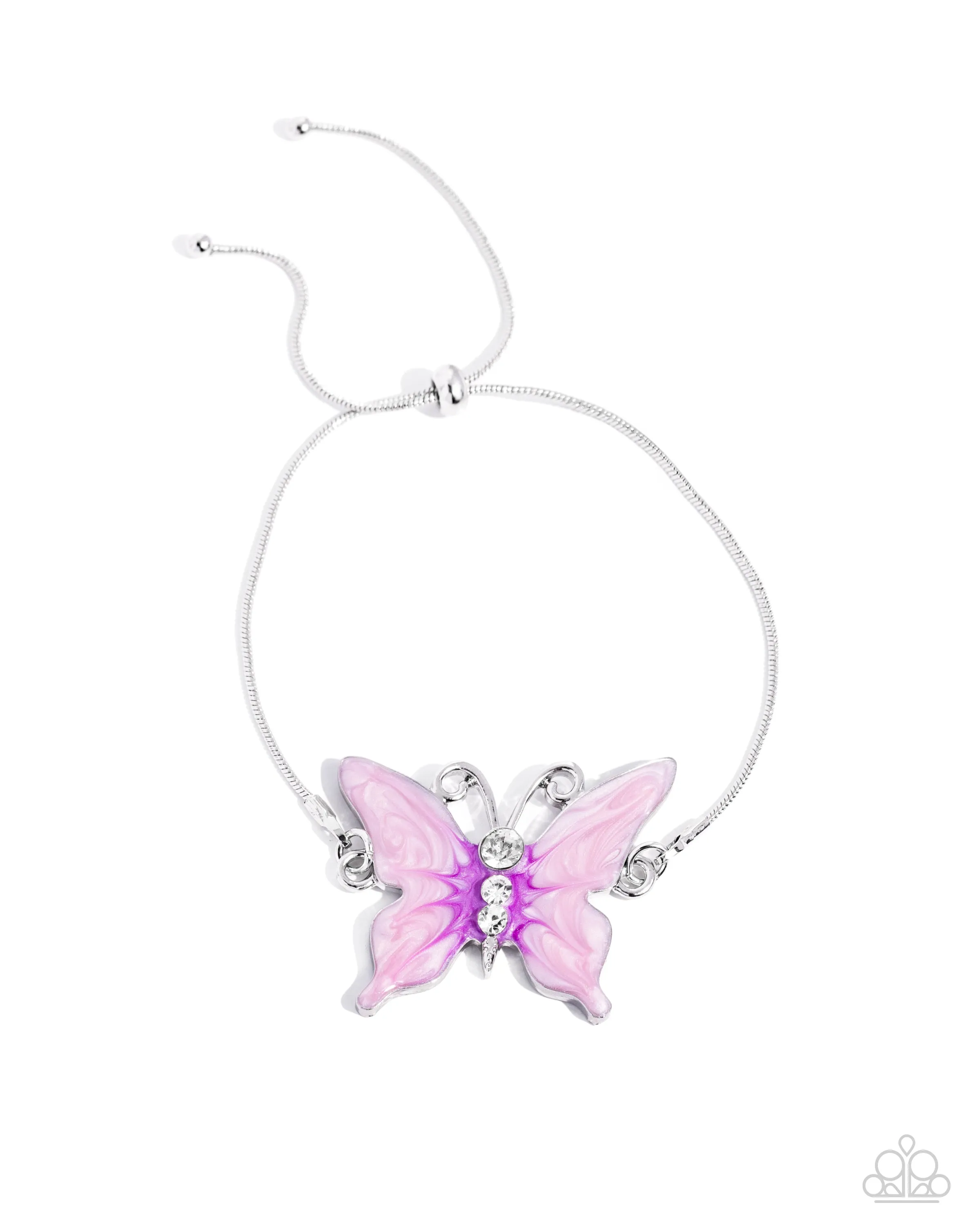 Aerial Adornment - Purple - Painted Butterfly Paparazzi Lariat Bracelet
