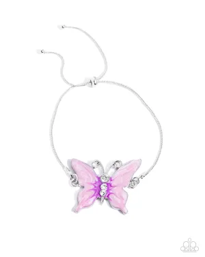 Aerial Adornment - Purple - Painted Butterfly Paparazzi Lariat Bracelet
