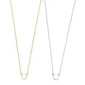 Ashley Gold Sterling Silver Encrusted Horseshoe CZ Pendant Necklace