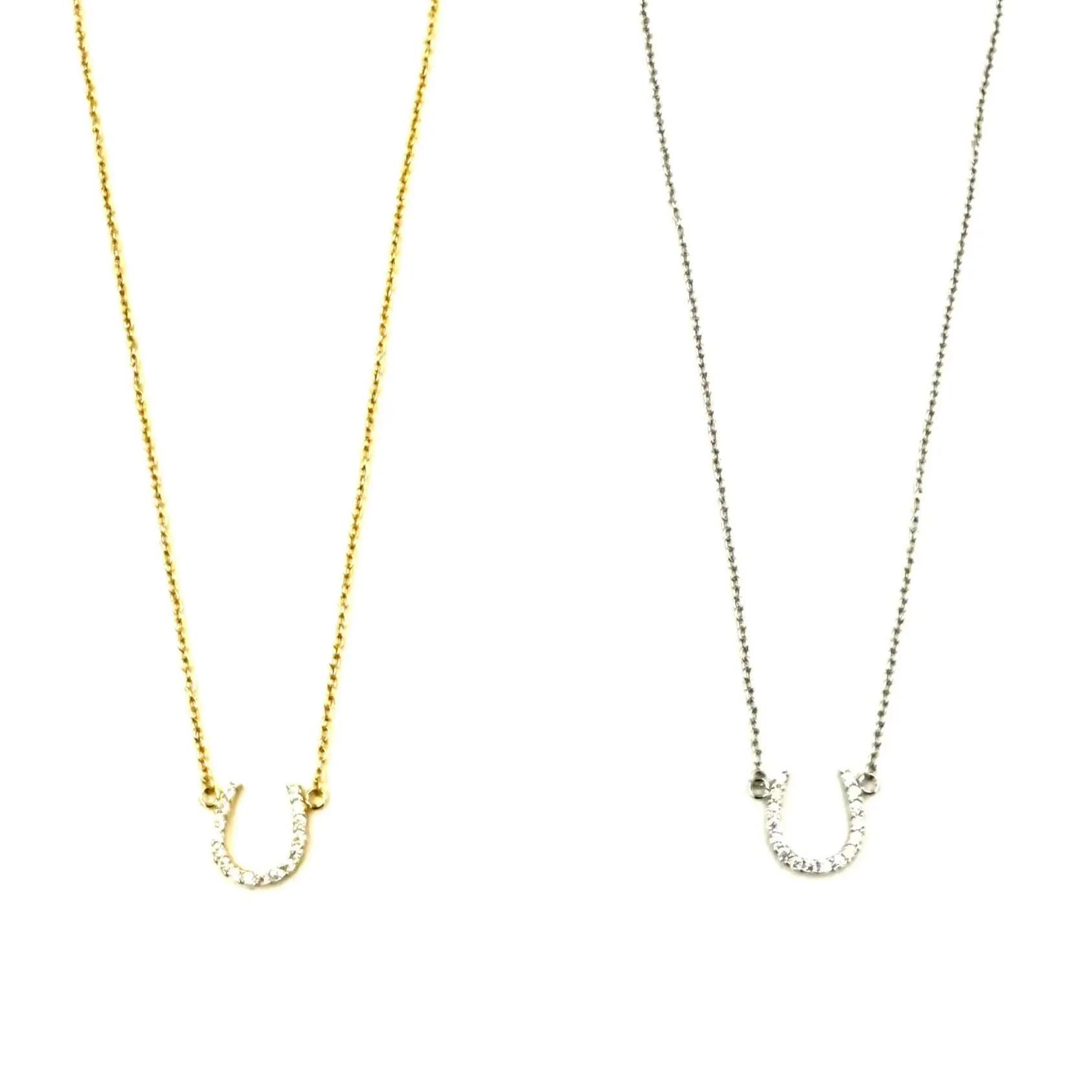 Ashley Gold Sterling Silver Encrusted Horseshoe CZ Pendant Necklace