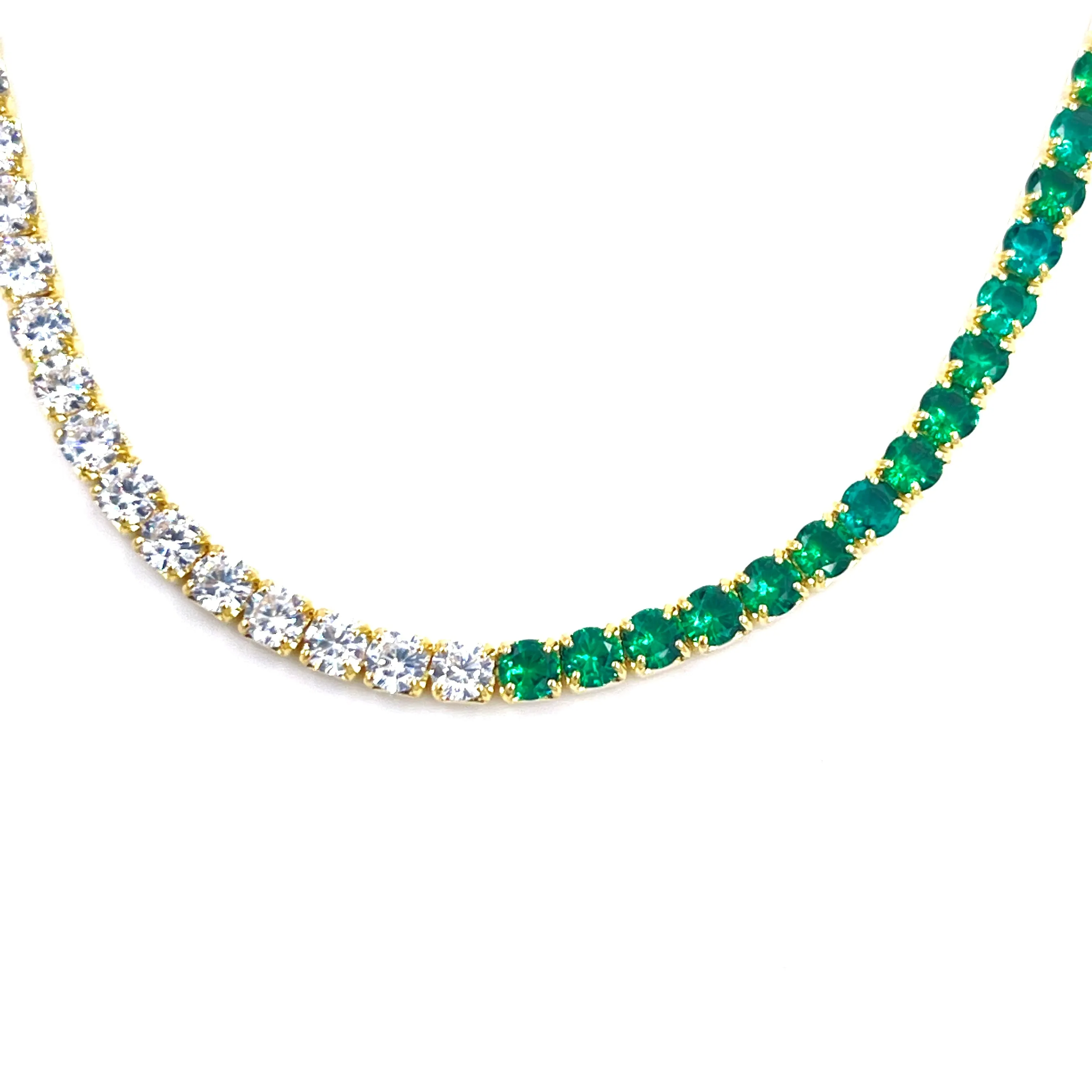 Ashley Gold Sterling Silver Gold Plated Half And Half Colored CZ Eternity Necklace