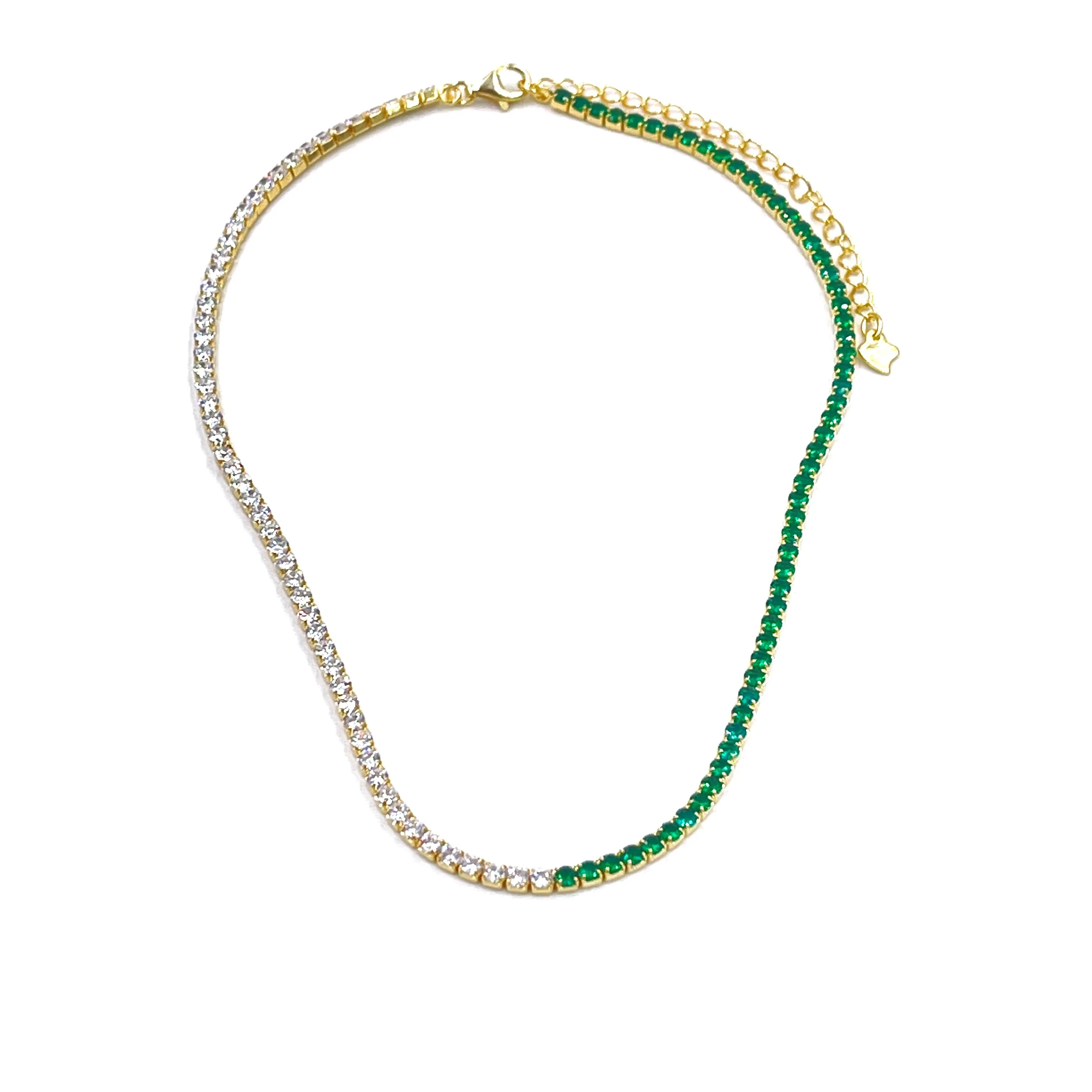 Ashley Gold Sterling Silver Gold Plated Half And Half Colored CZ Eternity Necklace
