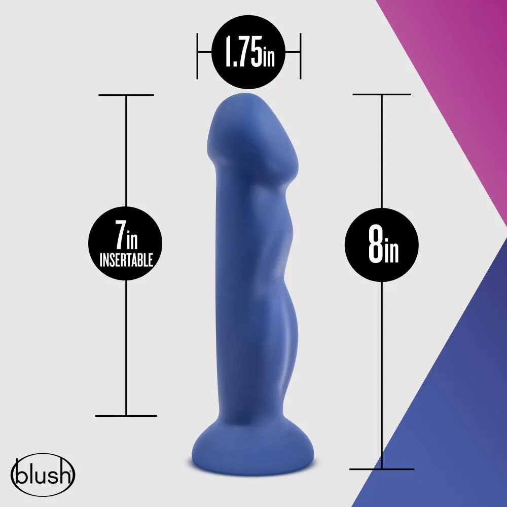 Blush Avant® Suko Indigo D12 - Artisan 8-Inch Curved G-Spot Dildo with Suction Cup Base | Smooth Ultrasilk® Purio™ Silicone
