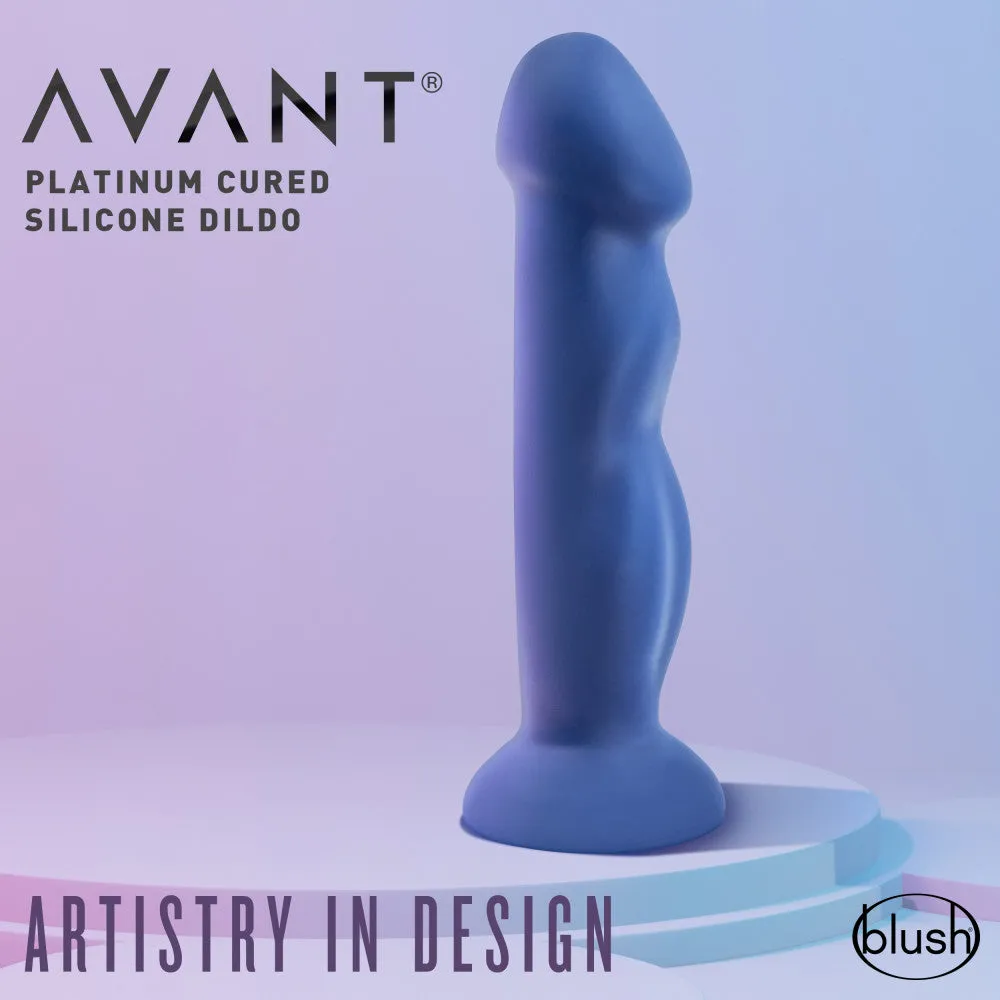 Blush Avant® Suko Indigo D12 - Artisan 8-Inch Curved G-Spot Dildo with Suction Cup Base | Smooth Ultrasilk® Purio™ Silicone