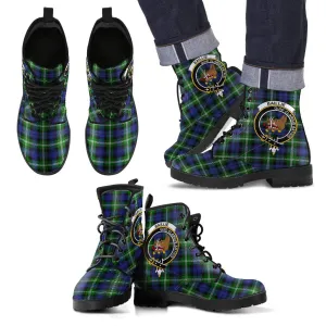 Baillie Modern Tartan Clan Badge Leather Boots