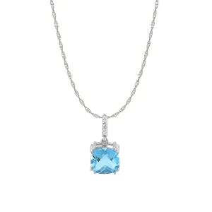 Blue Topaz and Diamond Pendant in 10K Gold