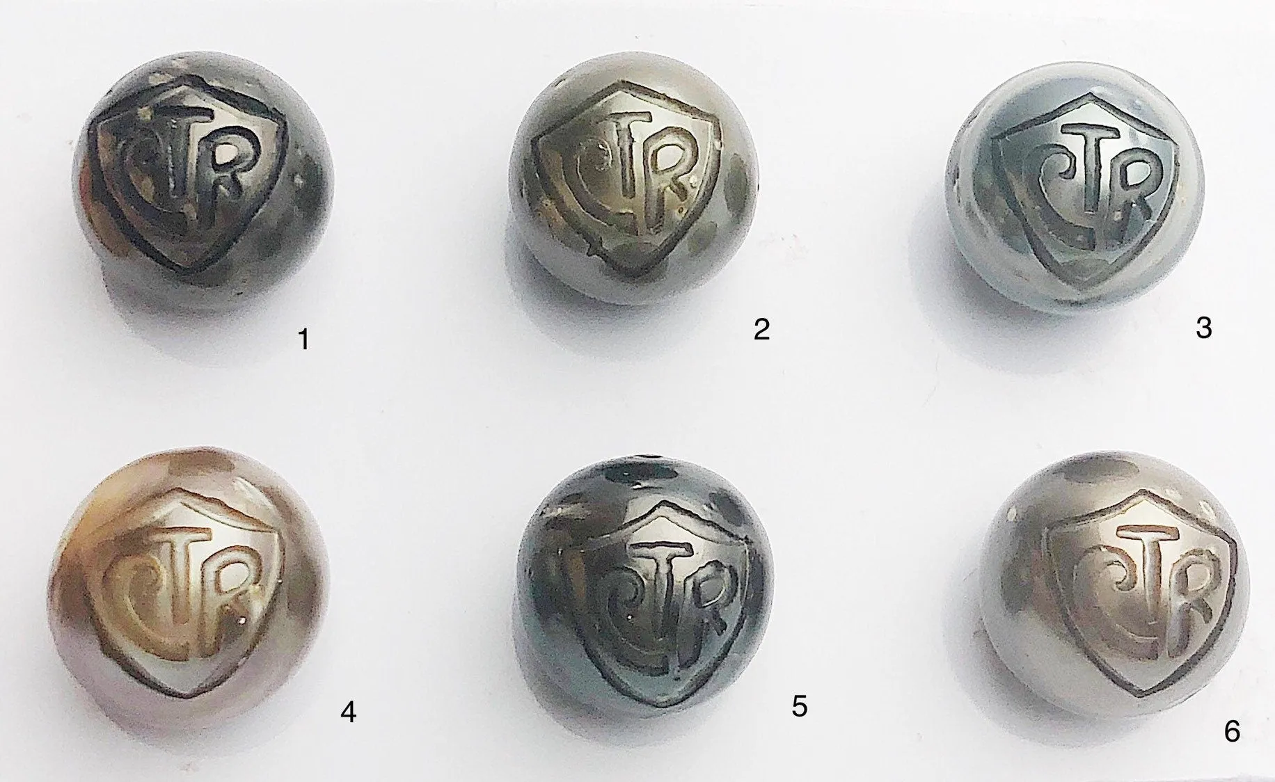 Carved Mormon CTR Symbol Tattoo Tahitian Pearl 13mm (715)