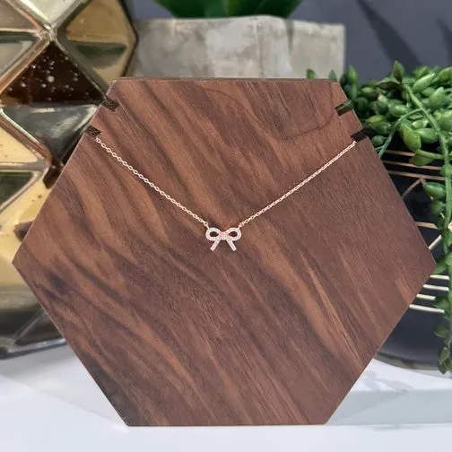 Charming Crystal Bow Dainty Necklace (ROSE GOLD, GOLD OR SILVER)