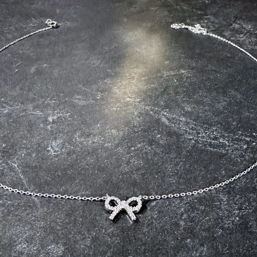 Charming Crystal Bow Dainty Necklace (ROSE GOLD, GOLD OR SILVER)