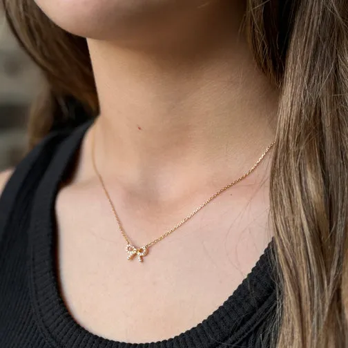 Charming Crystal Bow Dainty Necklace (ROSE GOLD, GOLD OR SILVER)