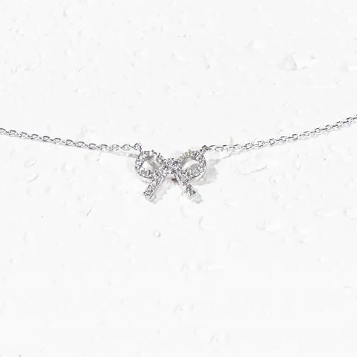 Charming Crystal Bow Dainty Necklace (ROSE GOLD, GOLD OR SILVER)