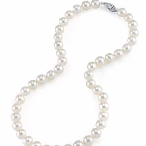 Classic Single Strand Pearl Choker Necklace | AA 7mm Natural White Freshwater Cultured Round Pearls | Best Quality Round