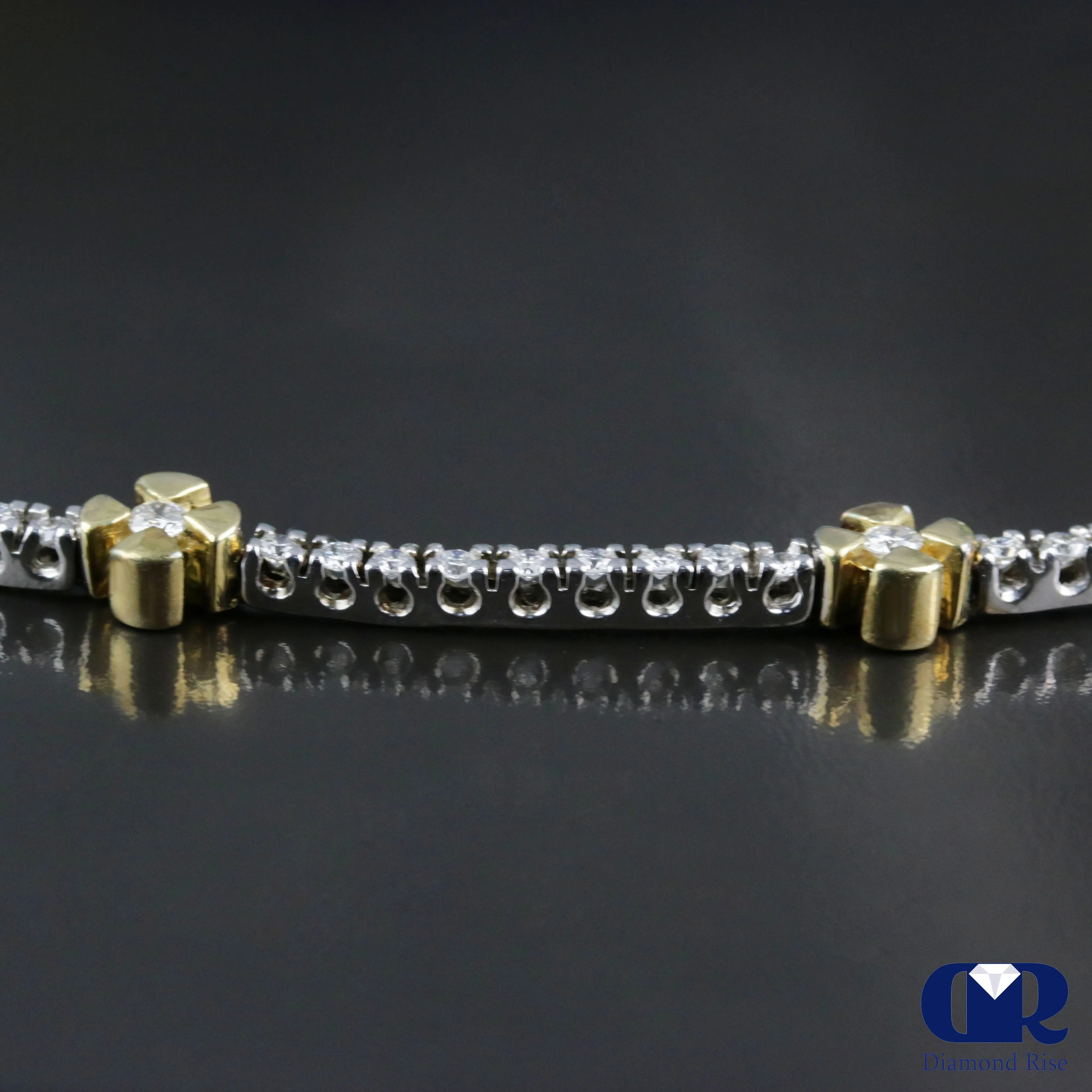 Diamond Necklace In 14K White & Yellow Gold 17"