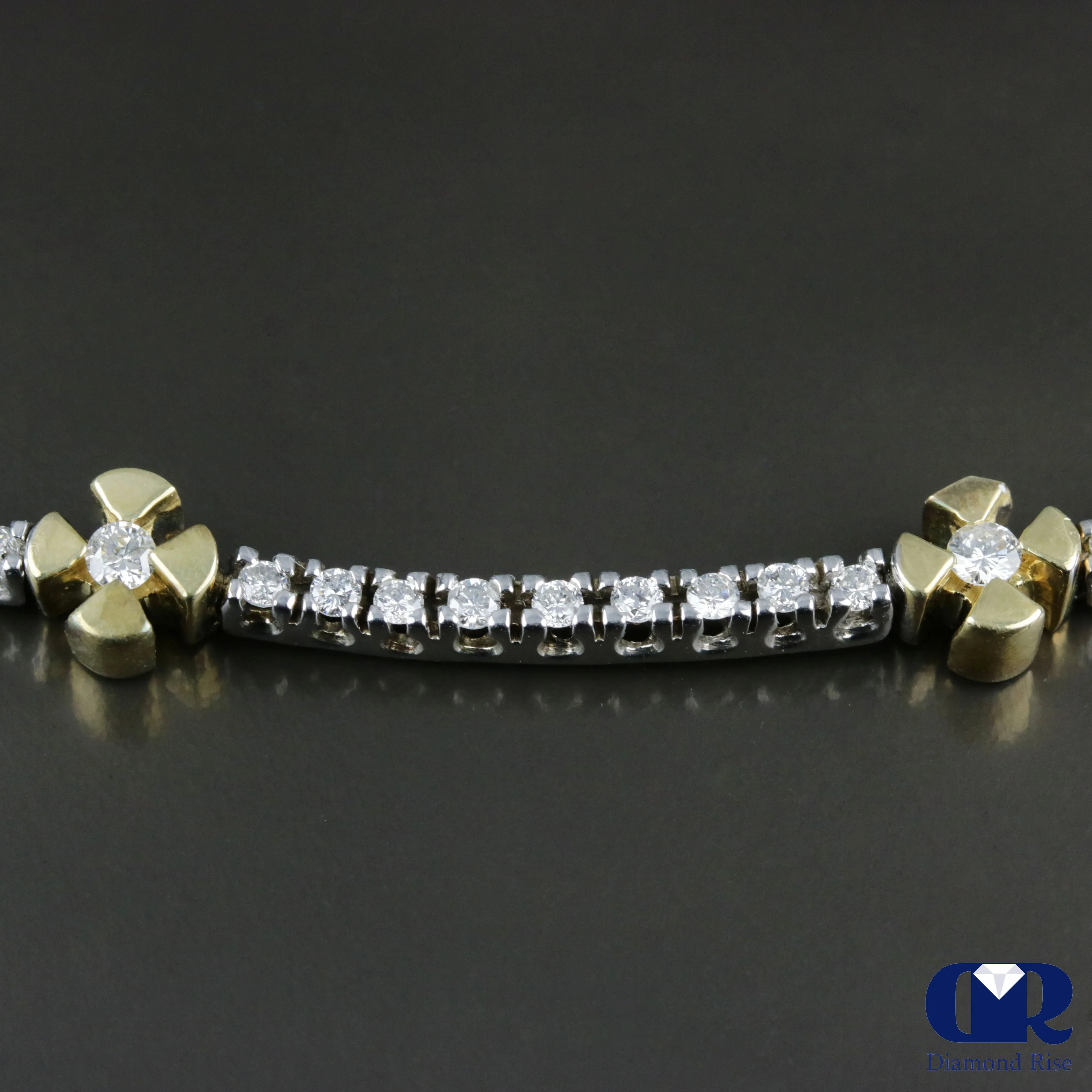 Diamond Necklace In 14K White & Yellow Gold 17"