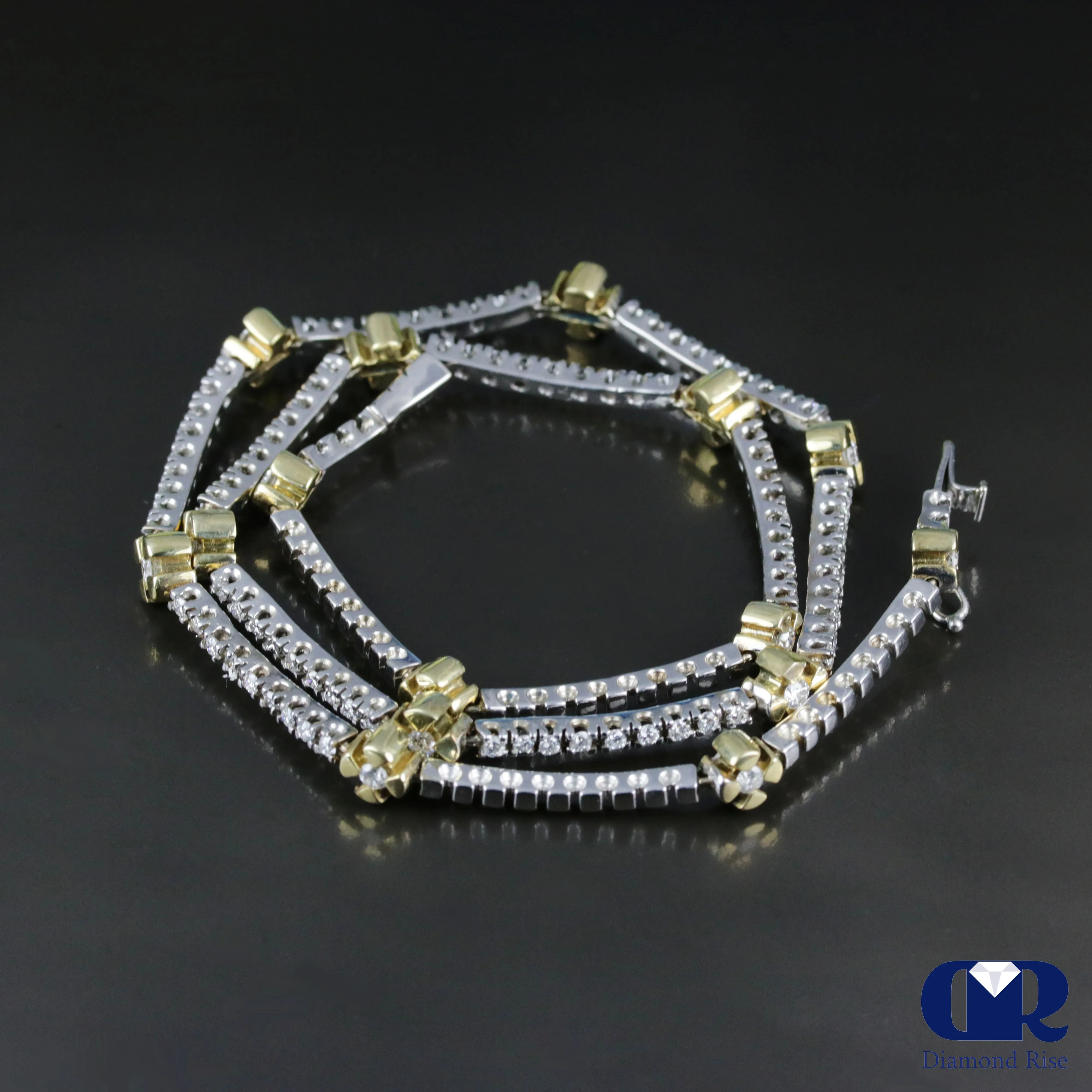 Diamond Necklace In 14K White & Yellow Gold 17"