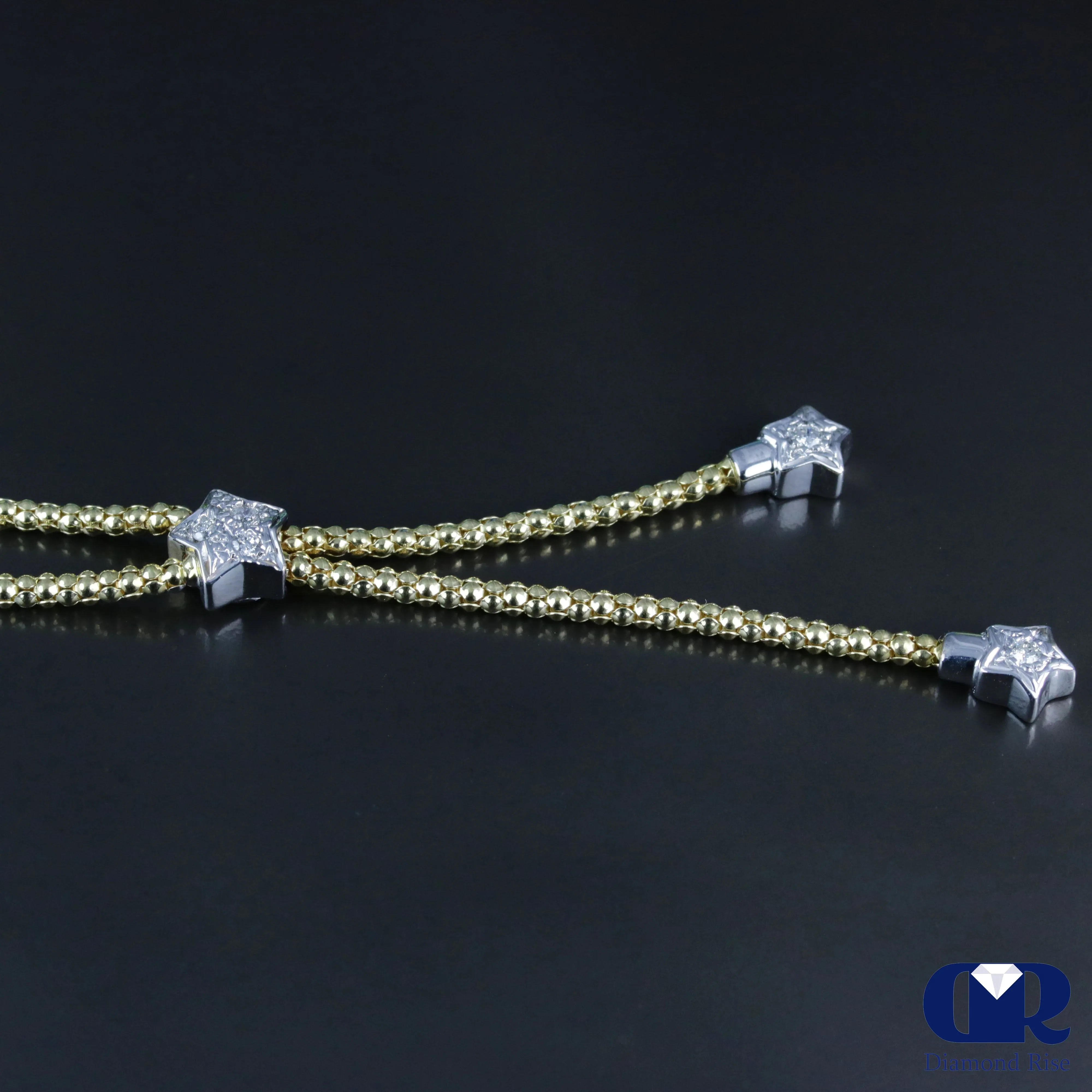 Diamond Star Shaped Drop Necklace In 18K Yellow Gold 22"