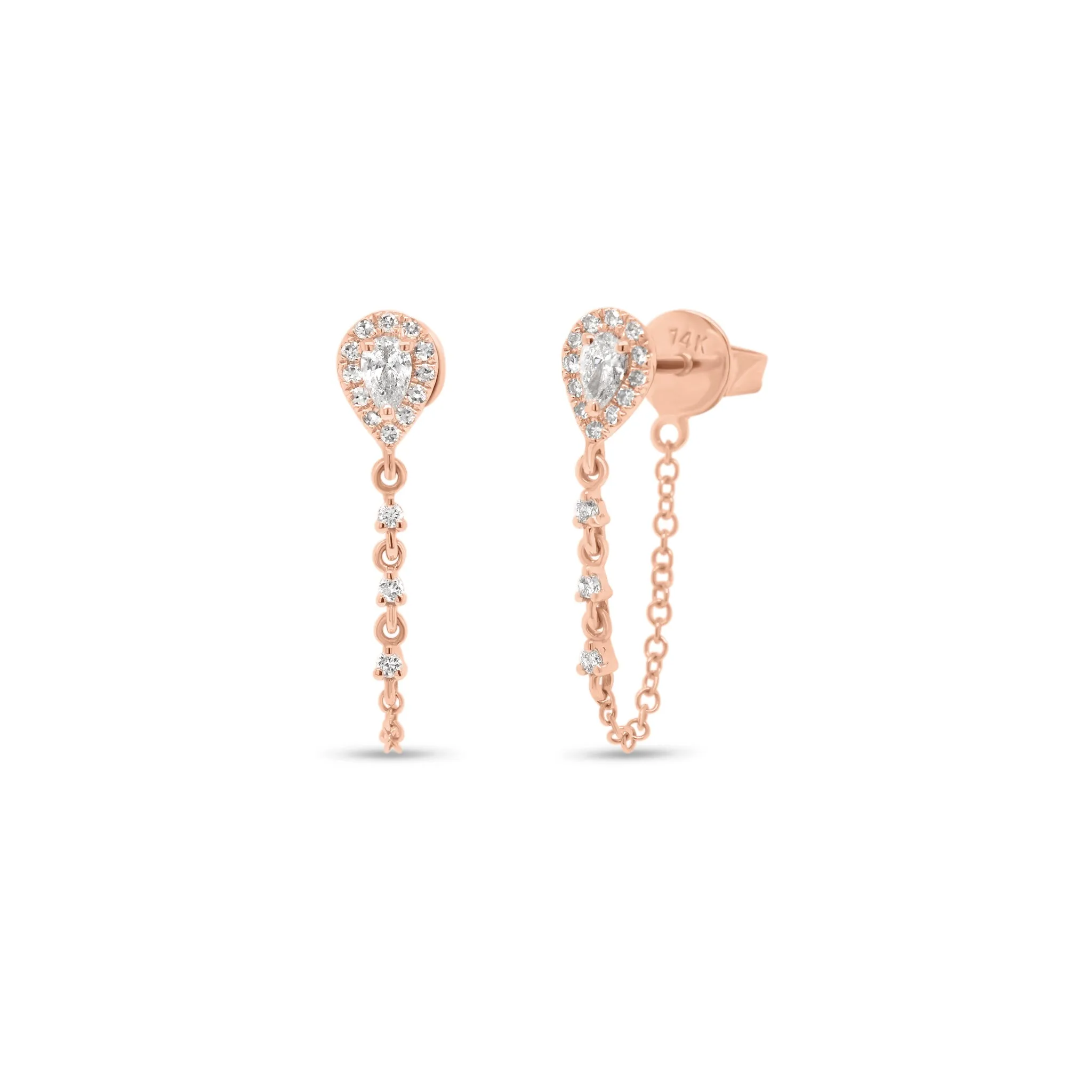 Diamond Teardrop Chain Link Earrings