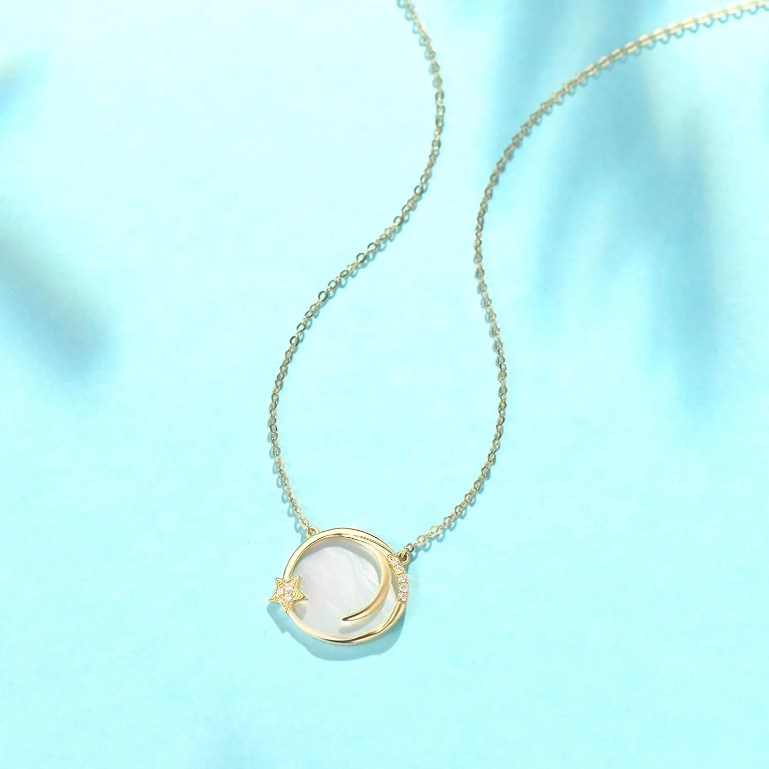 FANCIME "Magic Wish" Moon Star 14K Gold Necklace