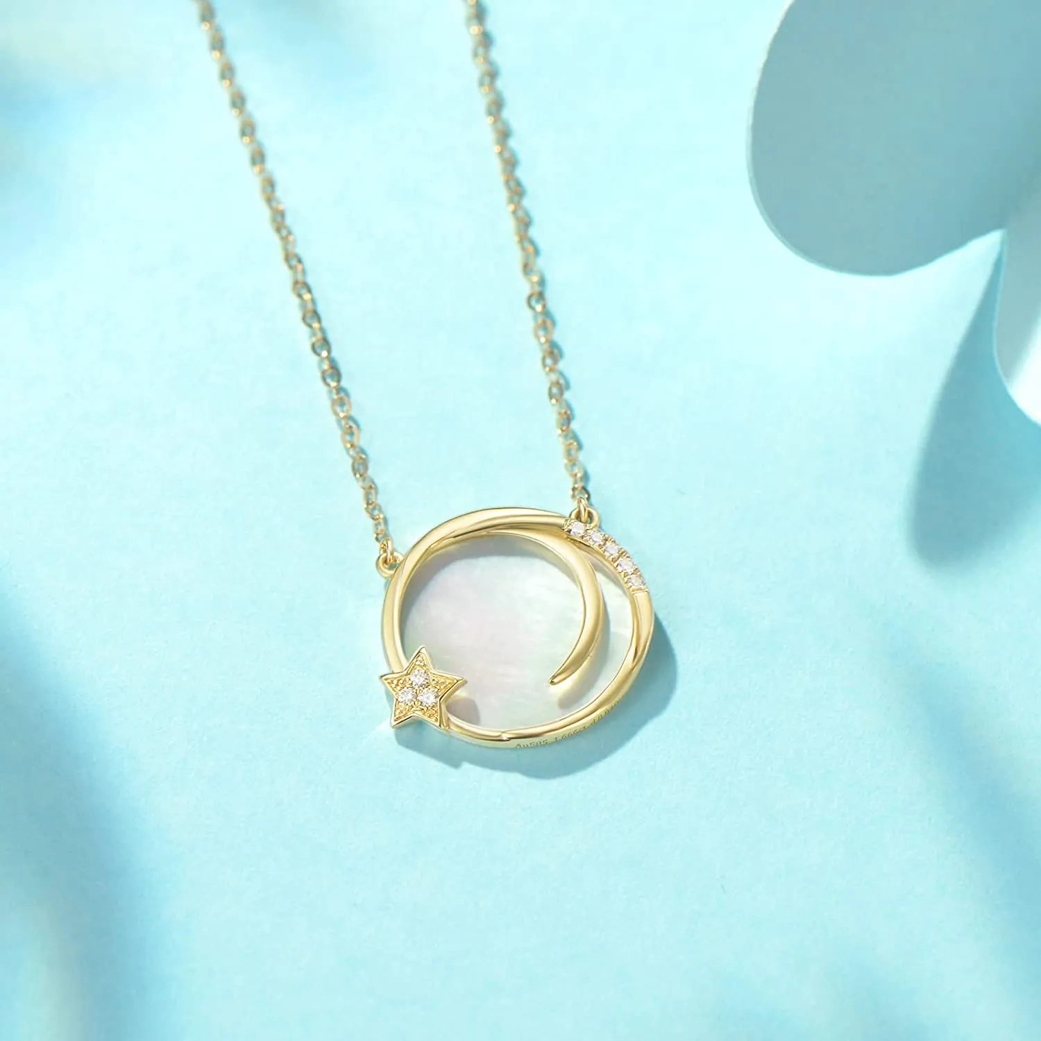 FANCIME "Magic Wish" Moon Star 14K Gold Necklace