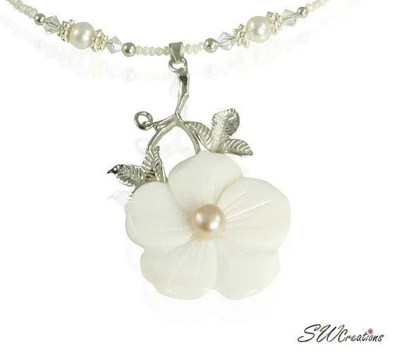 Floral Mother of Pearl Beaded Necklace