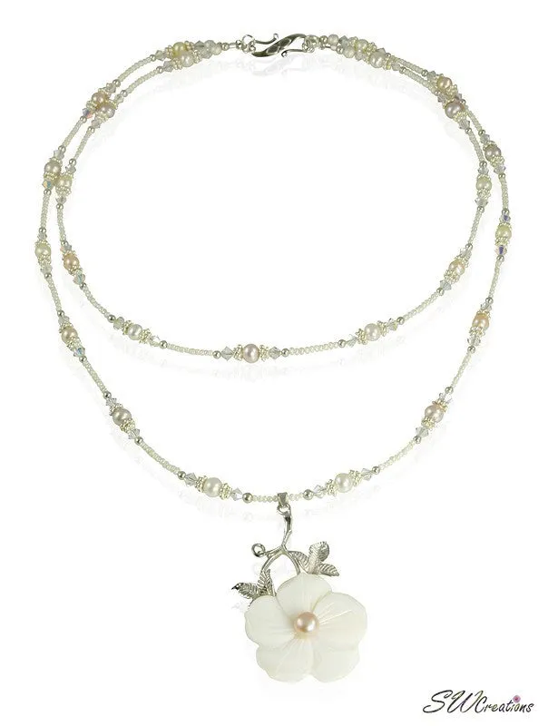 Floral Mother of Pearl Beaded Necklace