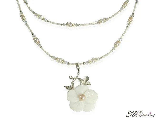 Floral Mother of Pearl Beaded Necklace