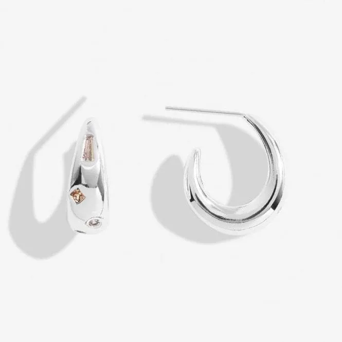 Gem Glow Gem Cluster Silver Plated Hoop Earrings 7185