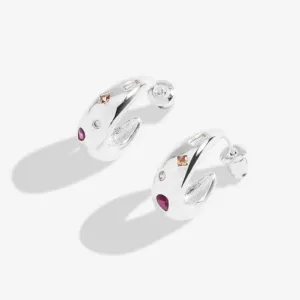 Gem Glow Gem Cluster Silver Plated Hoop Earrings 7185