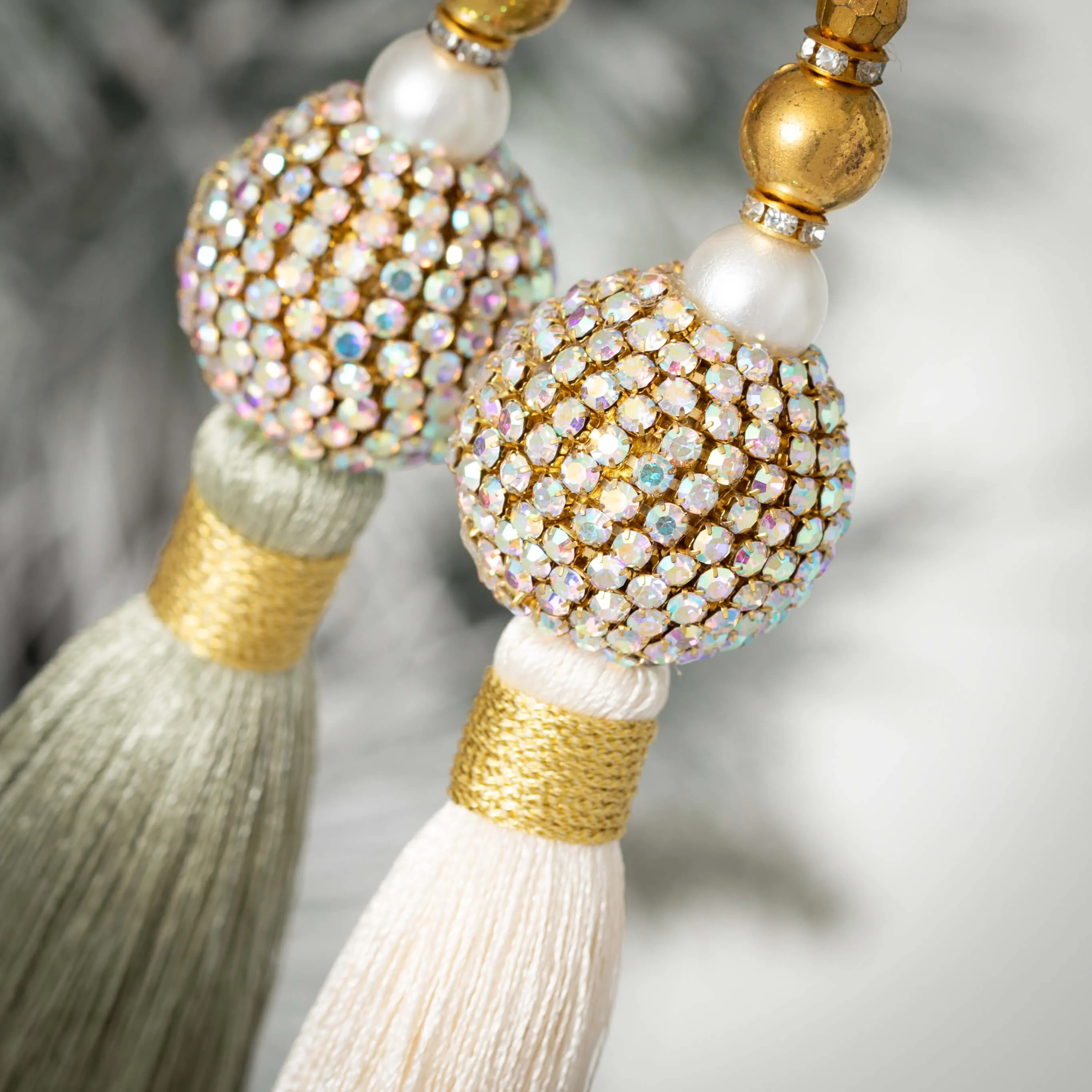Gem Pearl Tassel Ornament Set