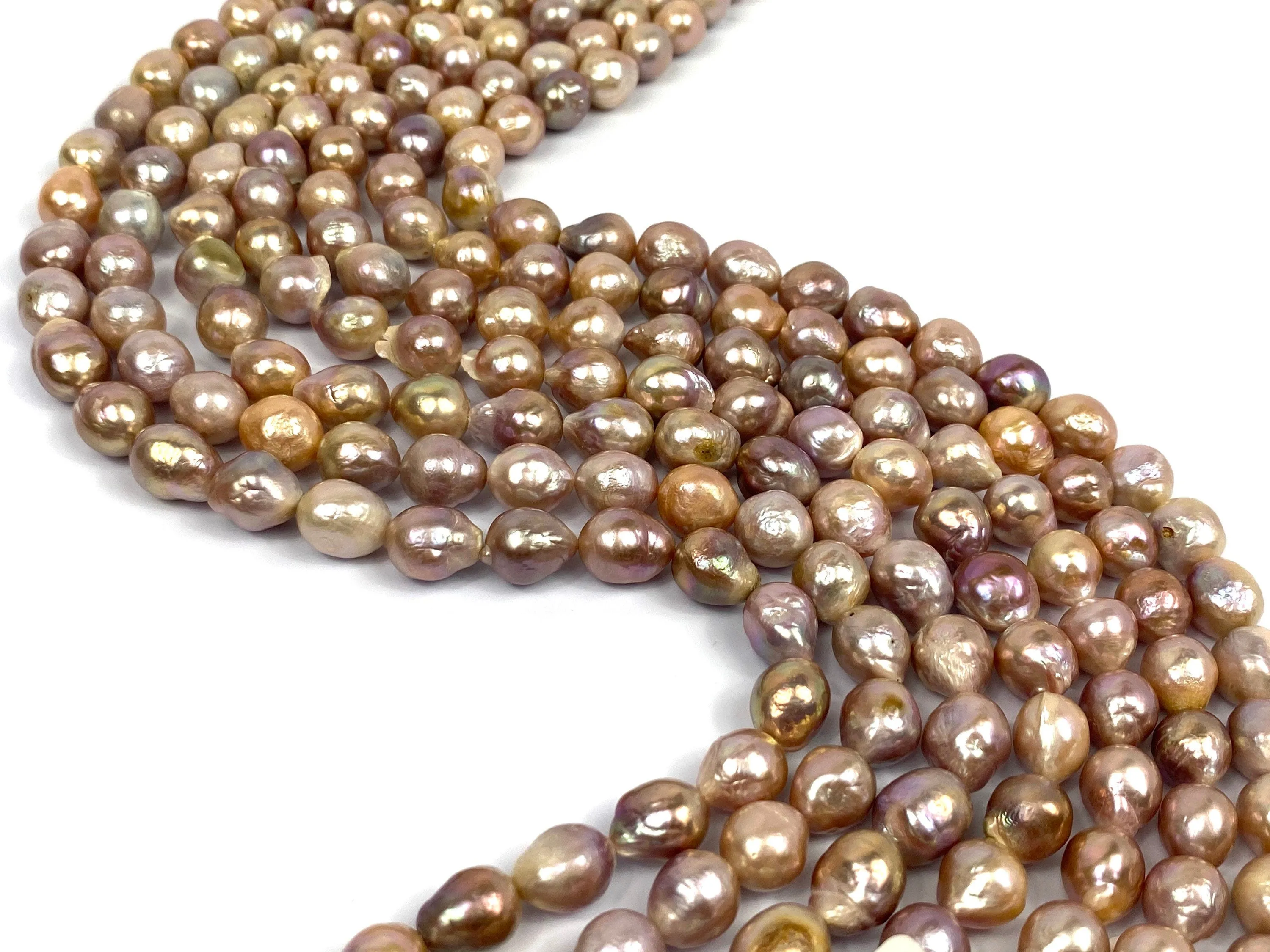 Glamorous 8mm-12mm Edison Pink And Lavender Pearl Strands, 100% Natural Color, Edison Pearls, Sku 977
