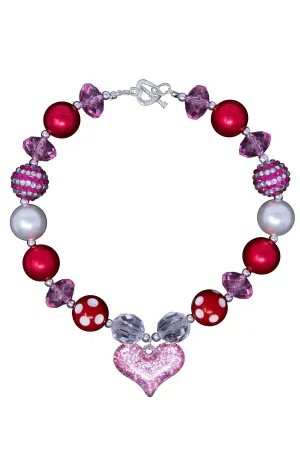 Glitter Heart Bubblegum Necklace