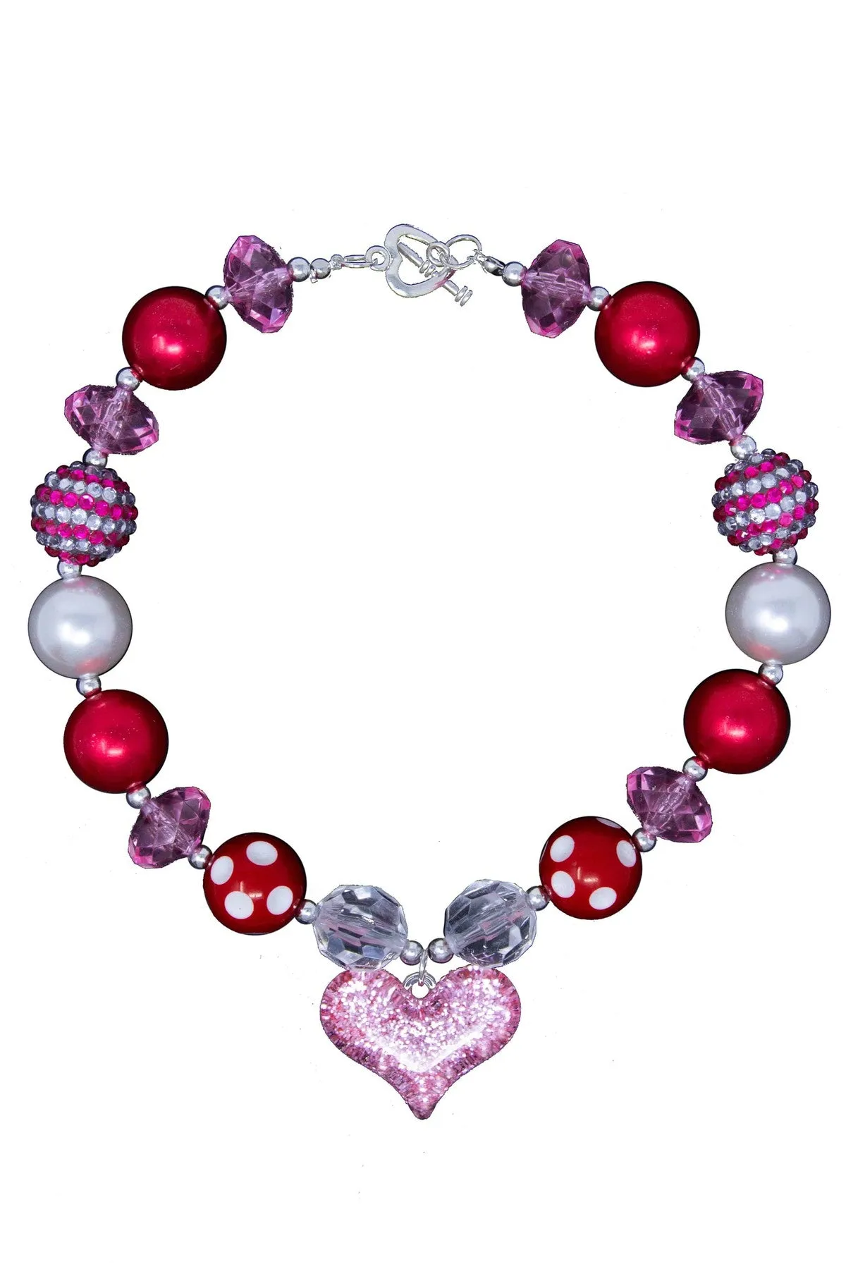 Glitter Heart Bubblegum Necklace